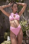 AGUA BENDITA LILY HIGH-WAISTED BIKINI BOTTOM IN PINK, WOMEN'S AT URBAN OUTFITTERS