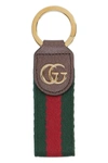 GUCCI GUCCI OPHIDIA GUCCI WEB AND LEATHER KEYRING