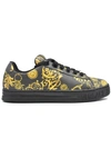 VERSACE JEANS COUTURE PRINTED LEATHER SNEAKERS,3aefcb28-0544-38b8-c87f-dc453c8ee2fc