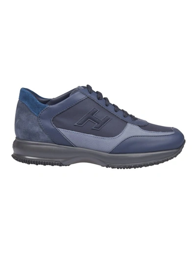 Hogan Interactive Leather And Suede Sneakers In Azul