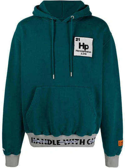 Heron Preston Logo Hooded Sweatshirt In Green