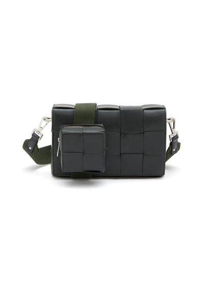 Bottega Veneta Cassette Camera Leather Crossbody Bag In Grey