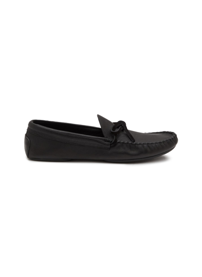 The Row Lucca Vegetable Leather Moccasins In Black
