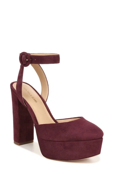 Veronica Beard Magda Ankle Strap Platform Pump In Merlot