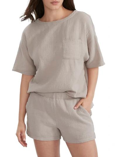 Barefoot Dreams Crinkle Cotton Pajama Set In Beach Rock