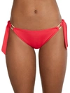 Miss Mandalay Boudoir Beach Side Tie Bikini Bottom In Hibiscus Red