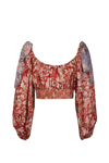 Zimmermann Chintz Cropped Floral-print Silk Crepe De Chine Top In Multicolor