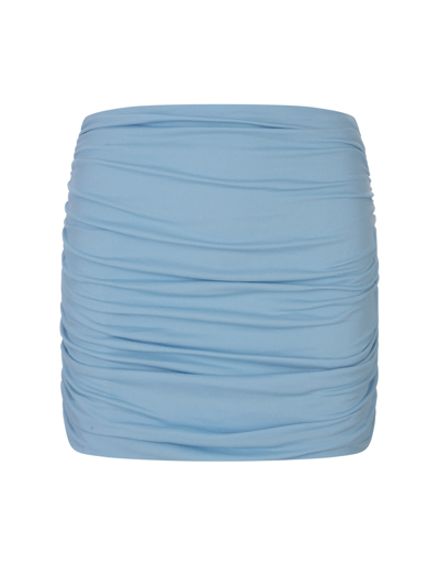 Tory Burch Ruched Mini Skirt In Blue Bliss (light Blue)