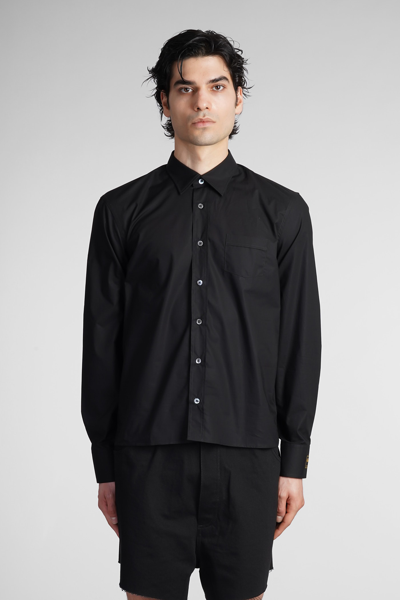 Raf Simons Logo-patch Long-sleeve Cotton Shirt In Black
