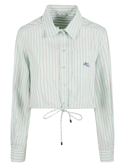Etro Cotton Blend Crop Fit Shirt In White