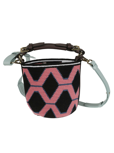 Colville Multi-strap Bucket Bag In Nero/rosa