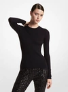 Michael Kors Hutton Ribbed Crewneck Cashmere Sweater In Black