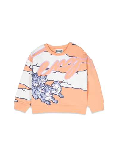 Kenzo Kids' Cat-print Cottonn Sweatshirt In Orange