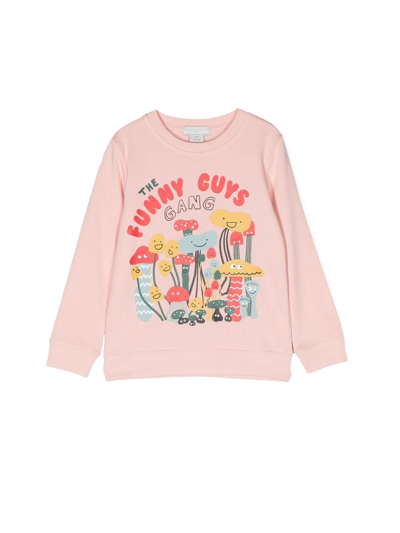 Stella Mccartney Kids Funny Guys Crewneck Sweatshirt In Pink