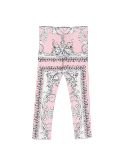 Versace Kids Baroque-print Stretch-cotton Leggings (8-14 Years) In Fucsia