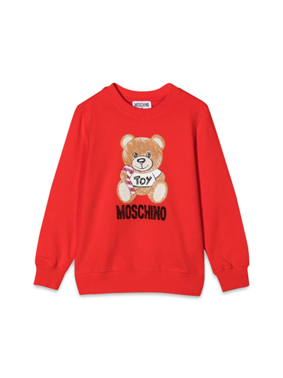 Moschino Kids' Teddy Bear Crewneck Sweatshirt In Red