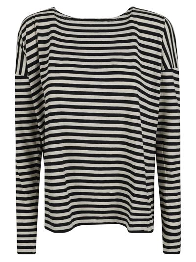 Phisique Du Role Pinstripe Long-sleeved T-shirt In Blue/ivory