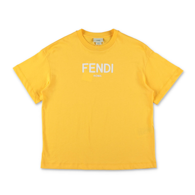Fendi Kids'  T-shirt Gialla In Jersey Di Cotone Bambino In Verde