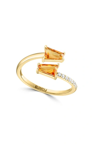 Effy 14k Yellow Gold Citrine & Diamond Ring In Orange