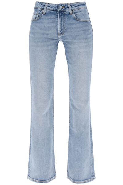 Ganni Grey Low-rise Flared Jeans In Light Blue