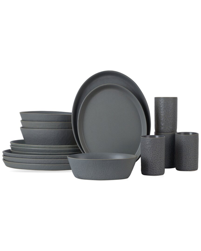 Stone By Mercer Project Stone Lain By Mercer Project Katachi 16pc Stoneware Dinnerware Set In Charcoal
