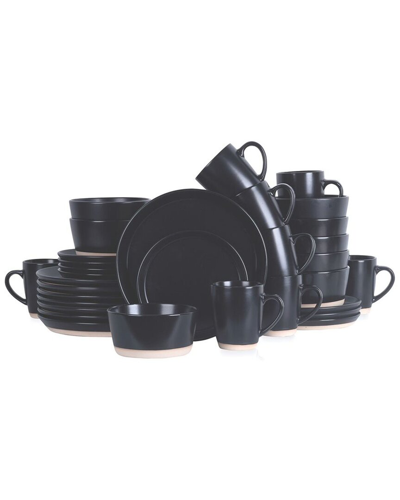 Stone Lain Jules 32pc Stoneware Dinnerware Set In Black