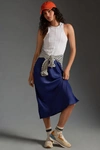 By Anthropologie The Tilda Slip Skirt In Blue