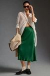By Anthropologie The Tilda Slip Skirt In Green