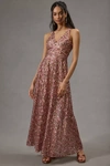 Dress The Population Ariyah Sequin Embroidered Ballgown In Orange