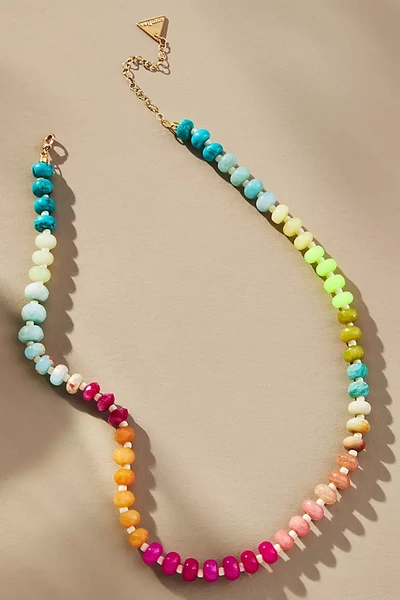 By Anthropologie Rainbow Stone Necklace In Yellow