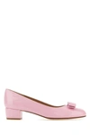 Ferragamo Patent Leather Vara Ballet Flats With Front Bow 3cm In Pink