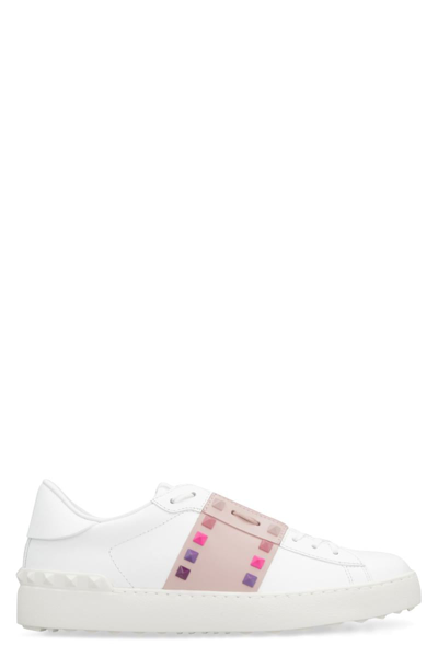 Valentino Garavani Rockstud Untitled Sneakers In White/rose Quartz