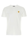 Versace White Crewneck T-shirt With Medusa Embroidery On The Front In Cotton Man In White
