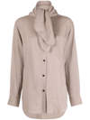 Totême Toteme Women Scarf Collar Fluid Shirt In Brown