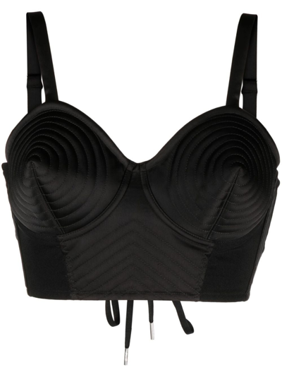 Jean Paul Gaultier X Lotta Volkova Satin Cone Bra Top In Black