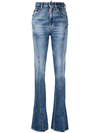 Dsquared2 High-waisted Flared Jeans In Blue