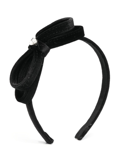 Monnalisa Kids' Bow-detail Velour Headband In Black