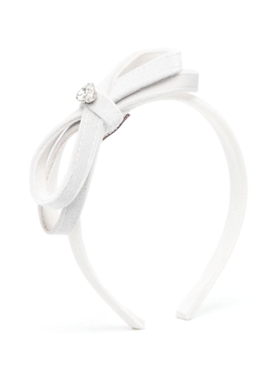 Monnalisa Kids' Bow-detail Crystal-embellished Headband In White