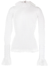 Thom Browne Frilled High-neck Tulle Top In White