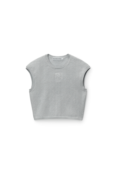 Alexander Wang Luxurious Canvas Crop Top In Silver For Women
