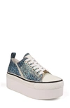 Zigi Koralay Rhinestone Platform Sneaker In Blue Canvas