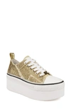 Zigi Koralay Rhinestone Platform Sneaker In Gold Canvas