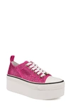 Zigi Koralay Rhinestone Platform Sneaker In Fuschia Canvas