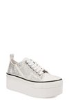 Zigi Koralay Rhinestone Platform Sneaker In White Canvas