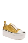 Zigi Koralay Rhinestone Platform Sneaker In Yellow Canvas