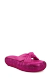 Zigi Sabella Rhinestone Platform Slide Sandal In Fuschia Leather