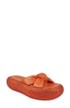 Zigi Sabella Rhinestone Platform Slide Sandal In Orange Leather