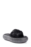 Zigi Shappy Crystal Platform Slide Sandal In Blk Leathe