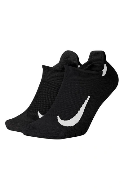 Nike Multiplier Assorted 2-pack No-show Running Socks In Black/white