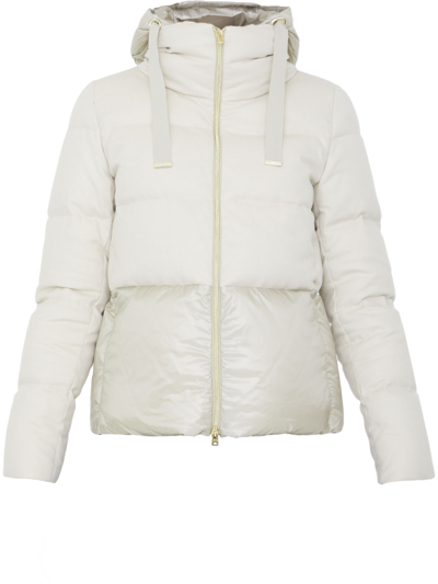 Herno Silk And Cashmere Down Jacket In Cream